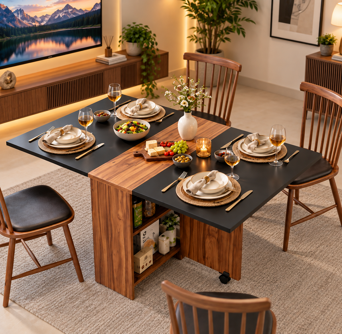 KLAXON Foldable Dining Table – AW & Black