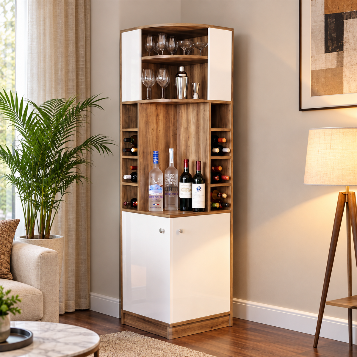 Klaxon Premium Under Cabinet Wine Glass Holder - Space-Saving, Upside-Down Storage for Home, Mini Bar & Pub, Stainless Steel Hanging Rack Organizer (FD & Black, Standard)