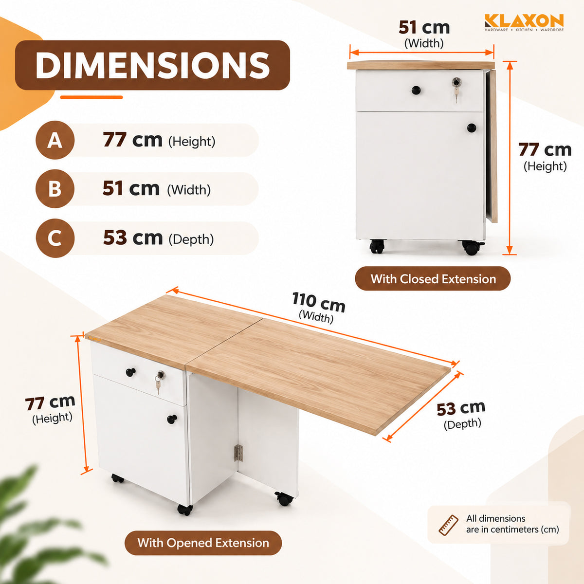 KLAXON Kora Foldable Study Table with Drawer & Storage