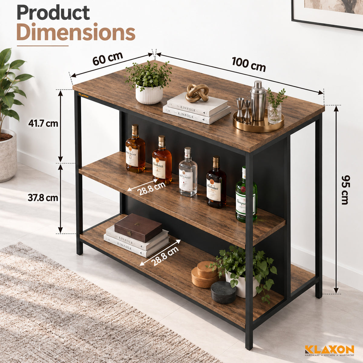 Klaxon Modern Bar Table with Foldable Wine Rack, Counter Height Pub Bistro Table for Kitchen & Dining Area, Forest Dark (DIY Installation)