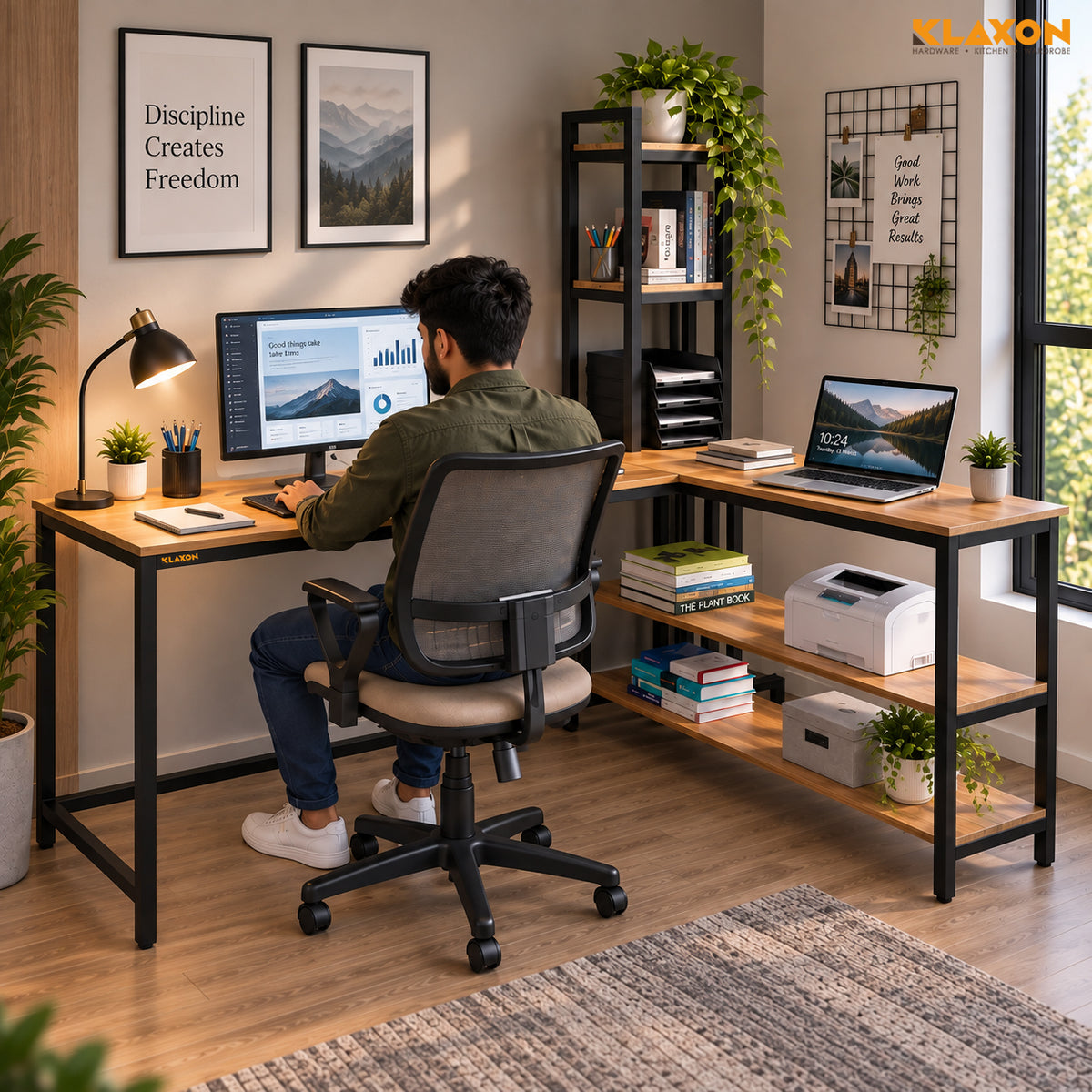 KLAXON L-Shaped Study & Computer Table – English FD