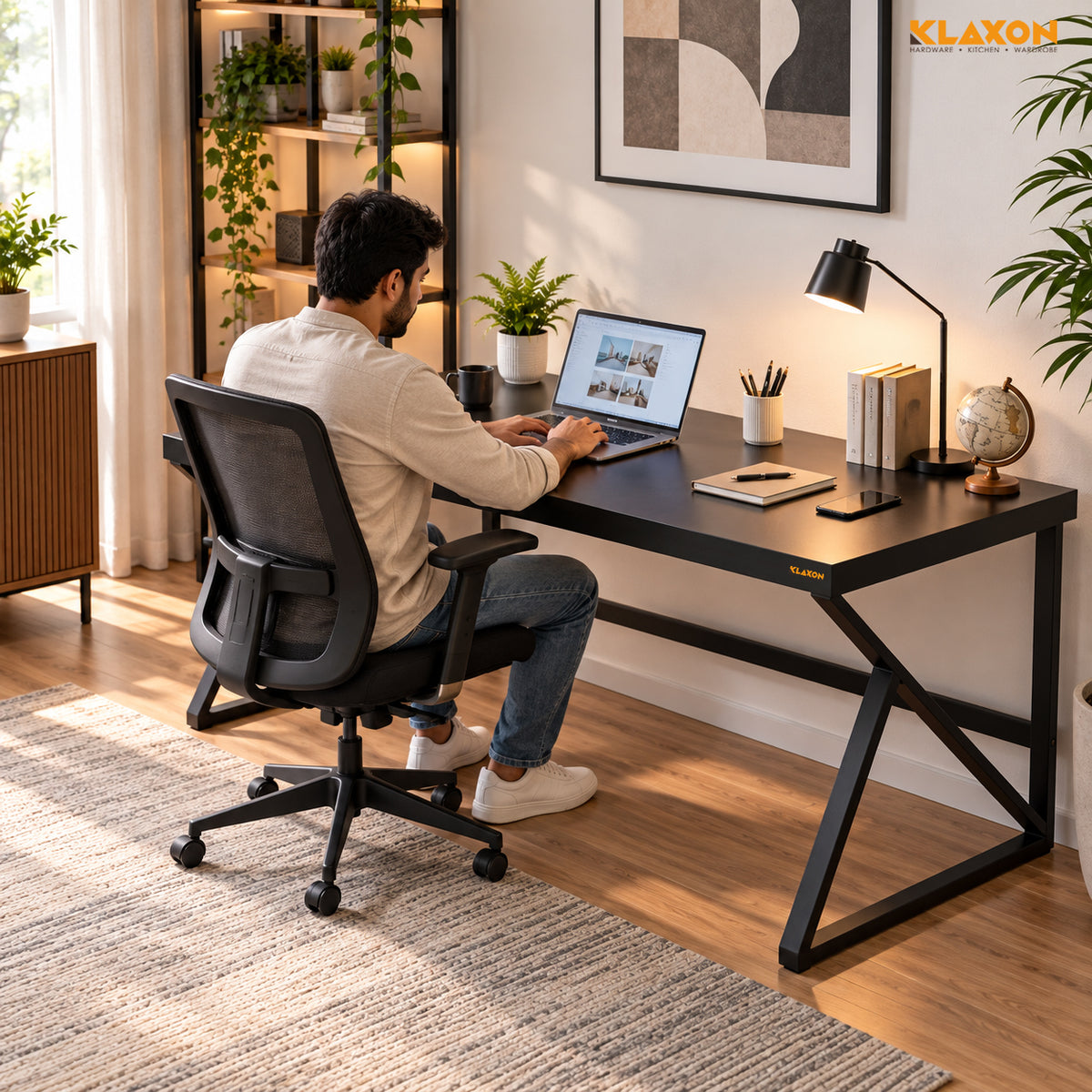 Klaxon Modern Computer Table for Home PC – Multipurpose Office Desk for Home & Work | Gaming Table, Computer Table, Desktop Table for Home Office (Black - DIY)