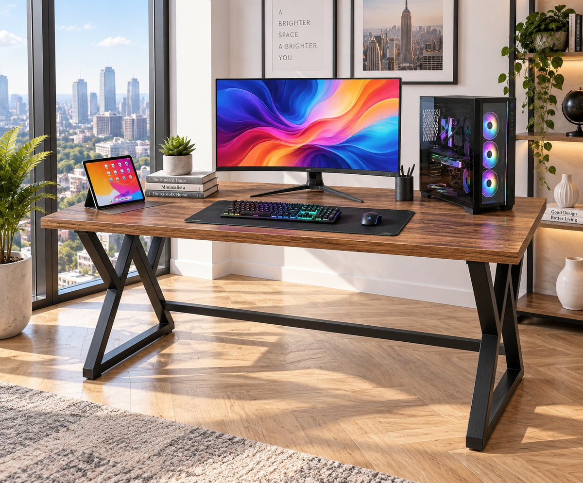 Klaxon Modern Computer Table for Home PC – Multipurpose Office Desk for Home & Work | Gaming Table, Computer Table, Desktop Table for Home Office (Riva FD Large)