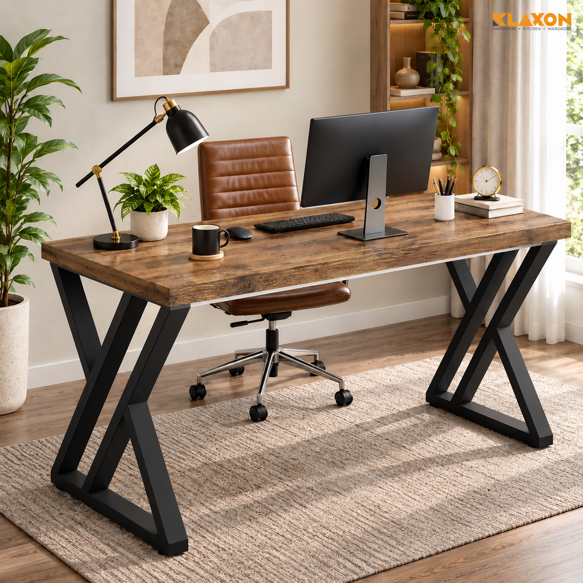 KLAXON Zeno Black Study Table with Drawer