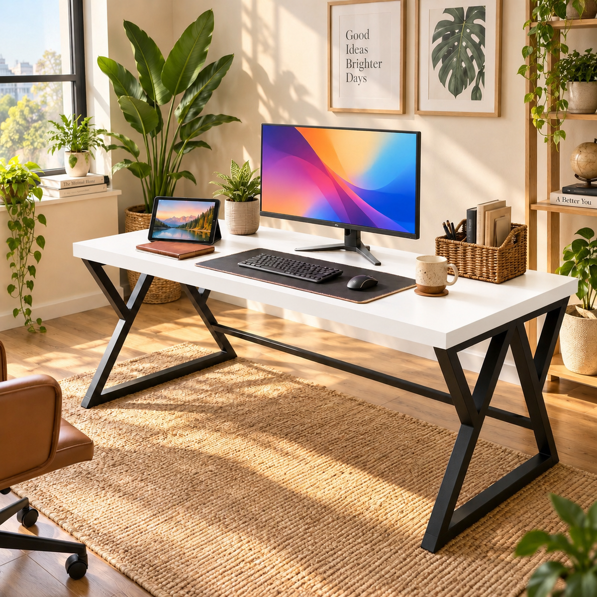 Klaxon Modern Computer Table for Home PC – Multipurpose Office Desk for Home & Work | Gaming Table, Computer Table, Desktop Table for Home Office (Riva White Large)