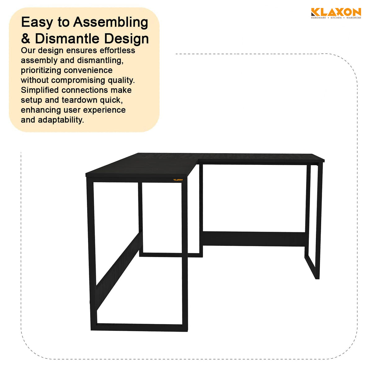 KLAXON L-Shaped Study & Computer Table – Black