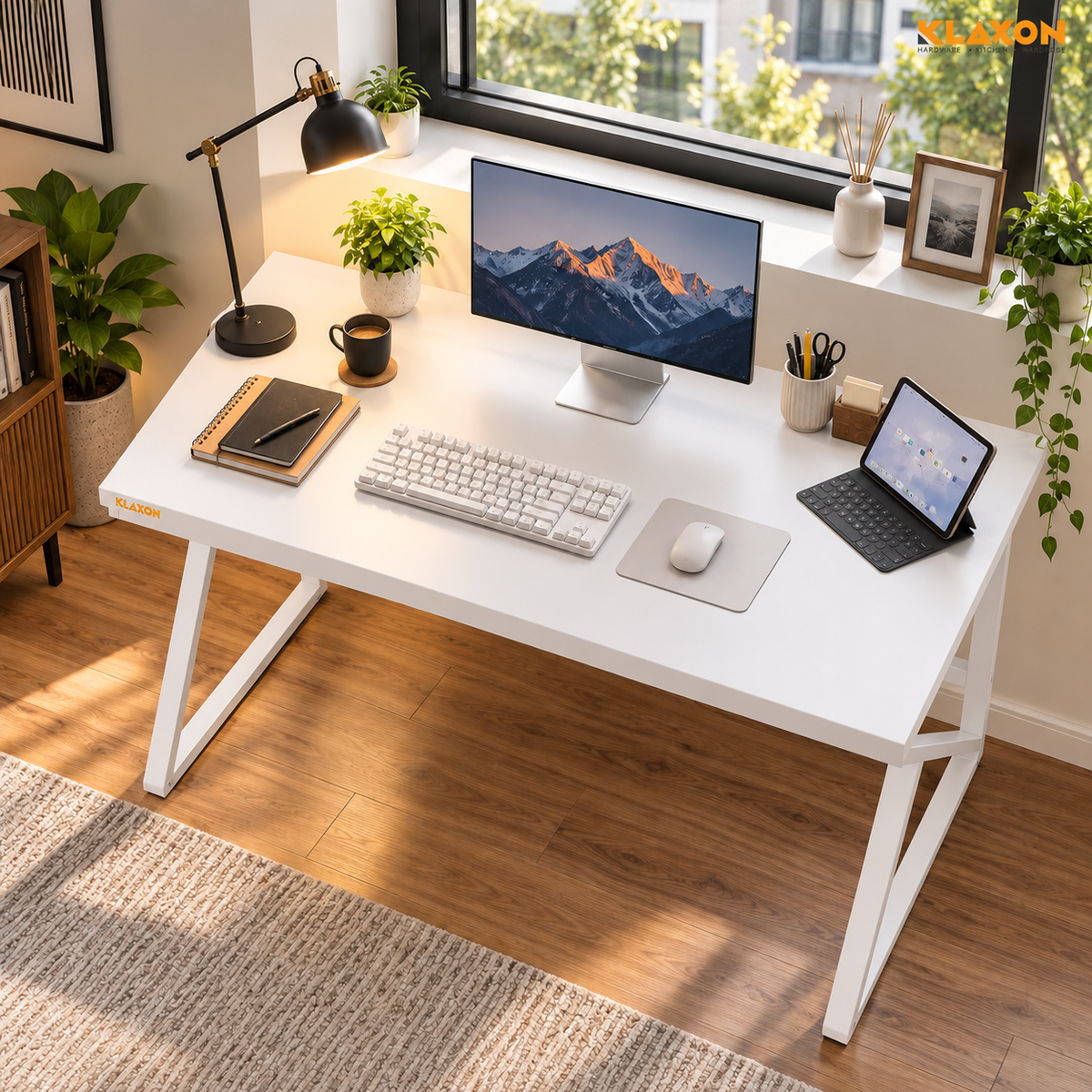 Klaxon Modern Computer Table for Home PC – Multipurpose Office Desk for Home & Work | Gaming Table, Computer Table, Desktop Table for Home Office (White - DIY)