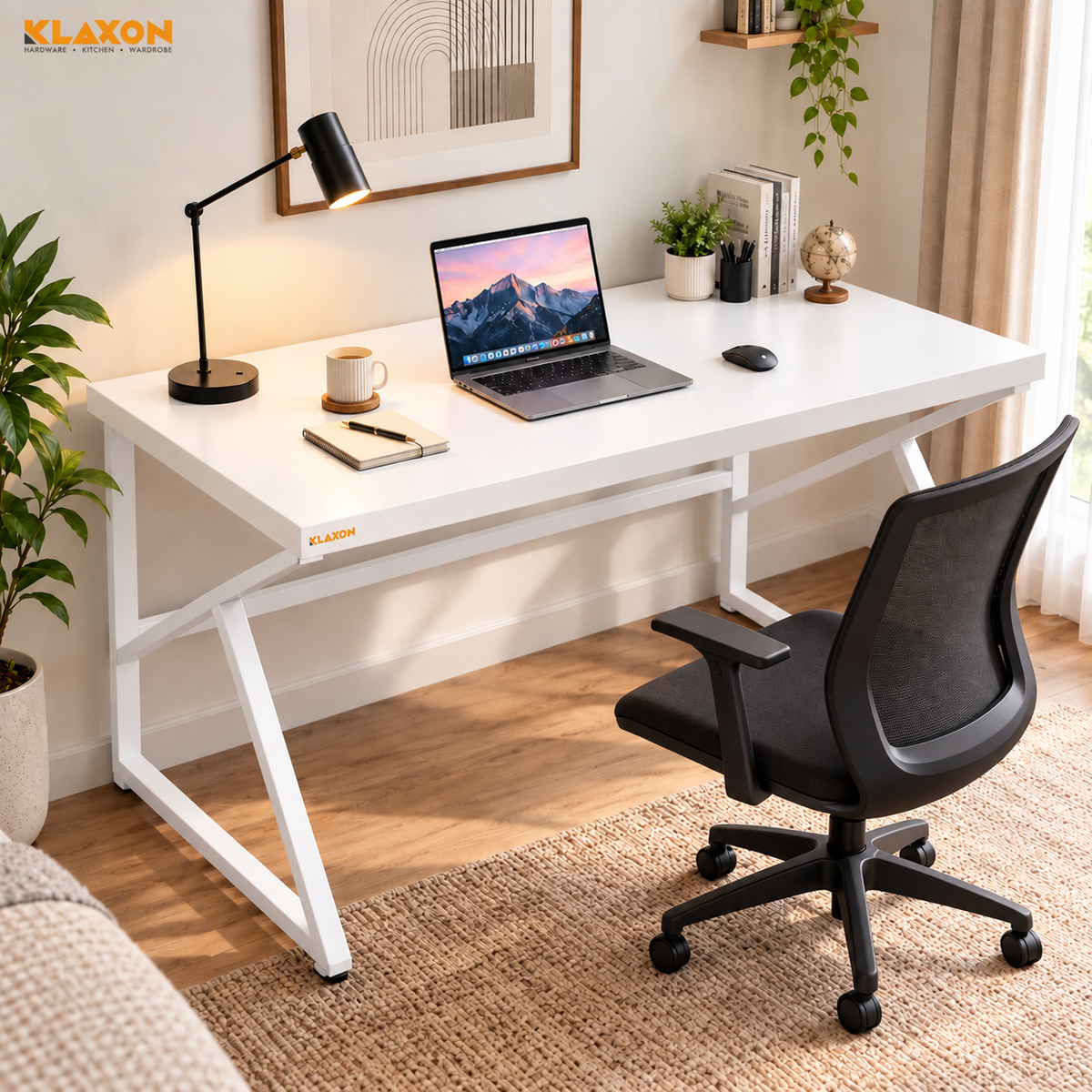 Klaxon Modern Computer Table for Home PC – Multipurpose Office Desk for Home & Work | Gaming Table, Computer Table, Desktop Table for Home Office (White - DIY)