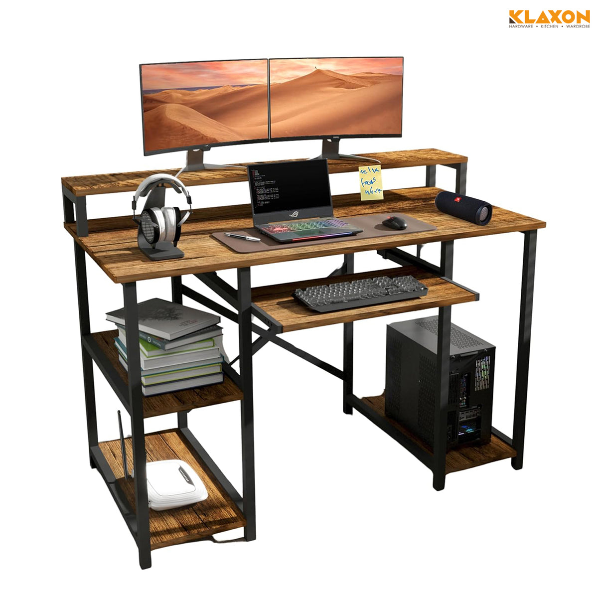 KLAXON 120 CM Computer Table with Keyboard Tray & Storage