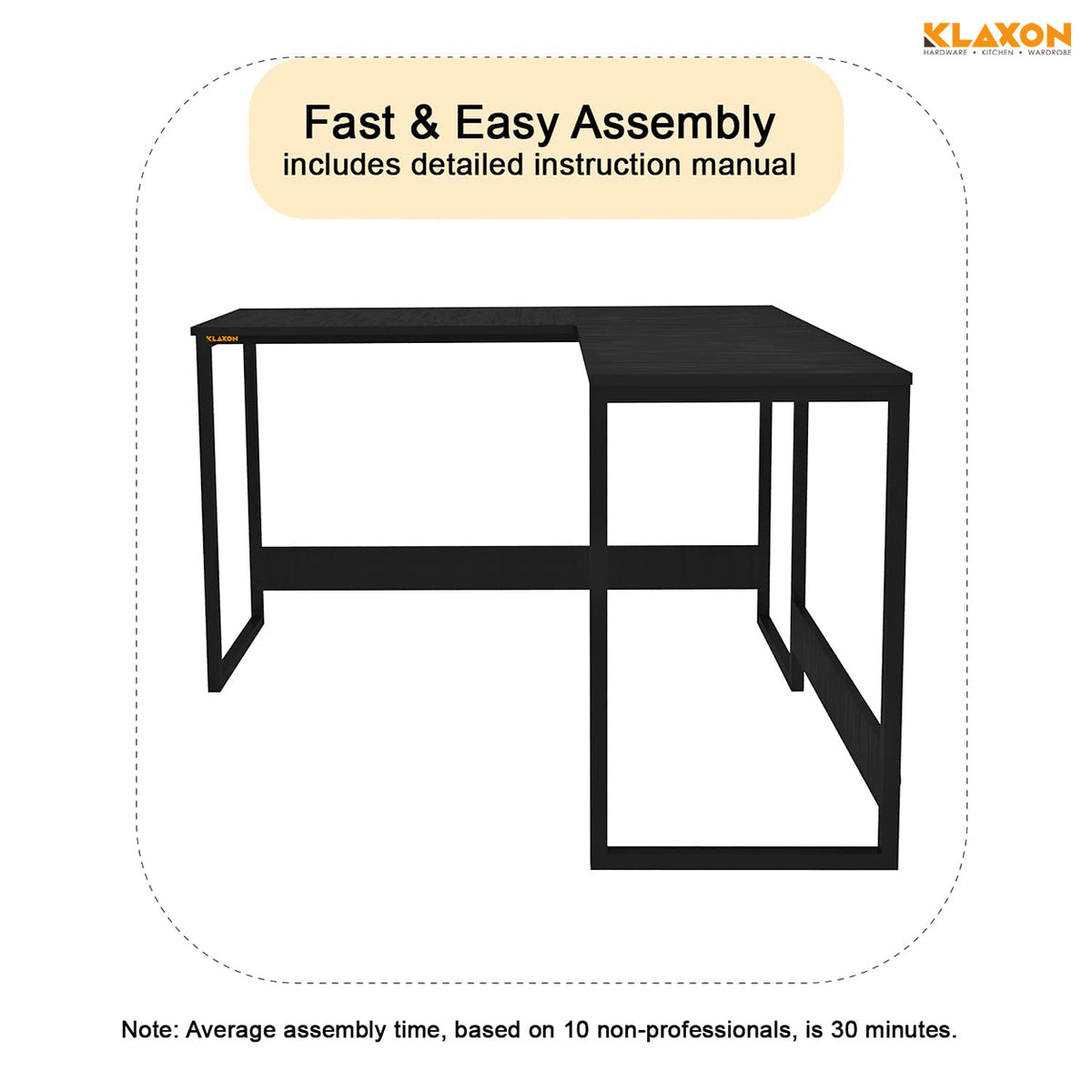 KLAXON L-Shaped Study & Computer Table – Black