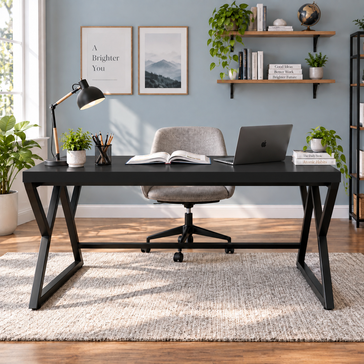 Klaxon Modern Computer Table for Home PC – Multipurpose Office Desk for Home & Work | Gaming Table, Computer Table, Desktop Table for Home Office (Riva Black Large)