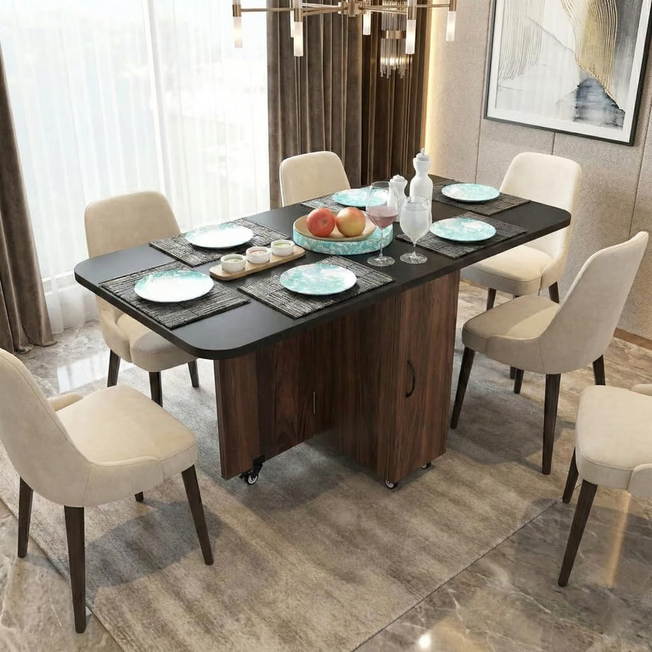 KLAXON Kryo Foldable 6 Seater Dining Table – AW & Black