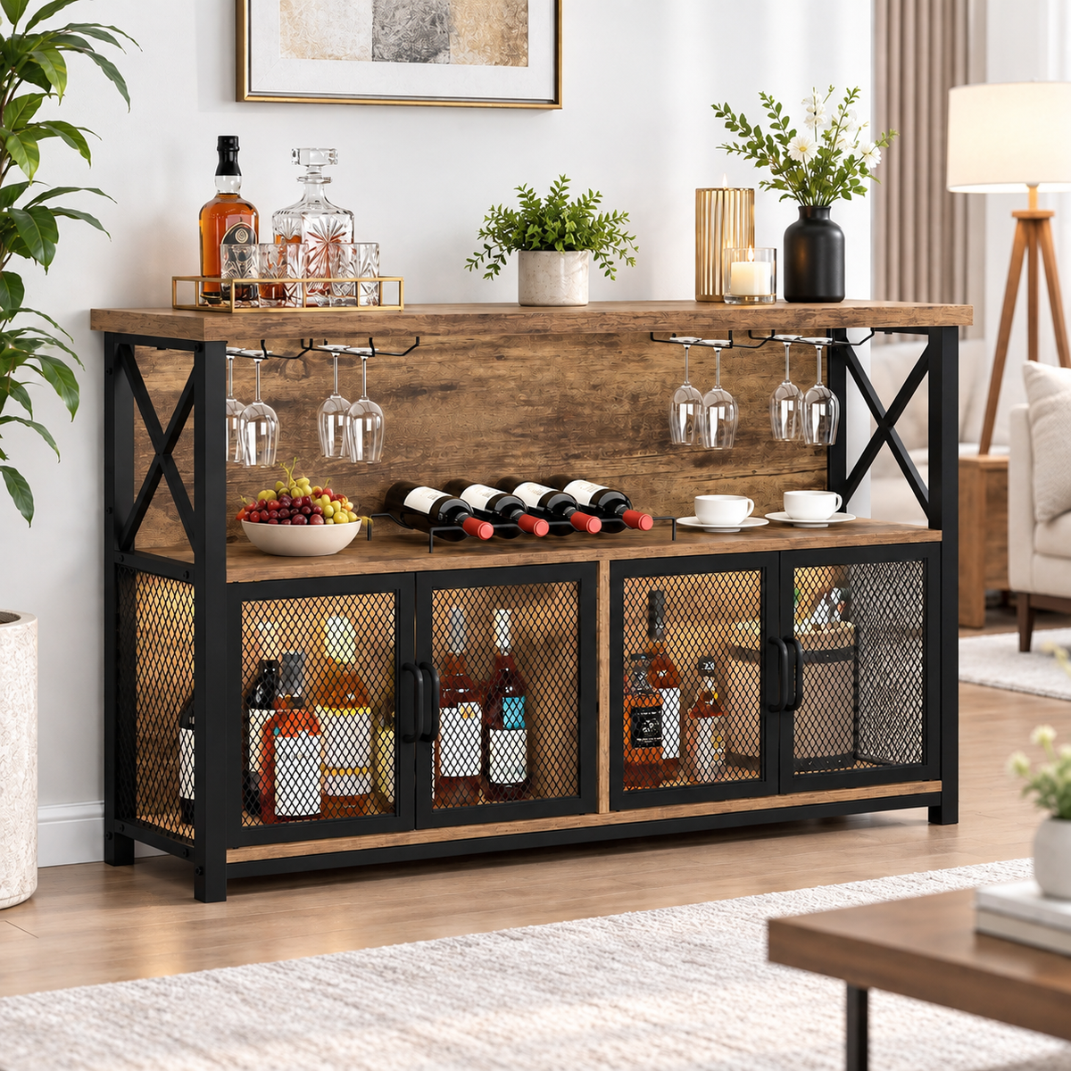 KLAXON Nysa Large Bar Cabinet with Wine Rack