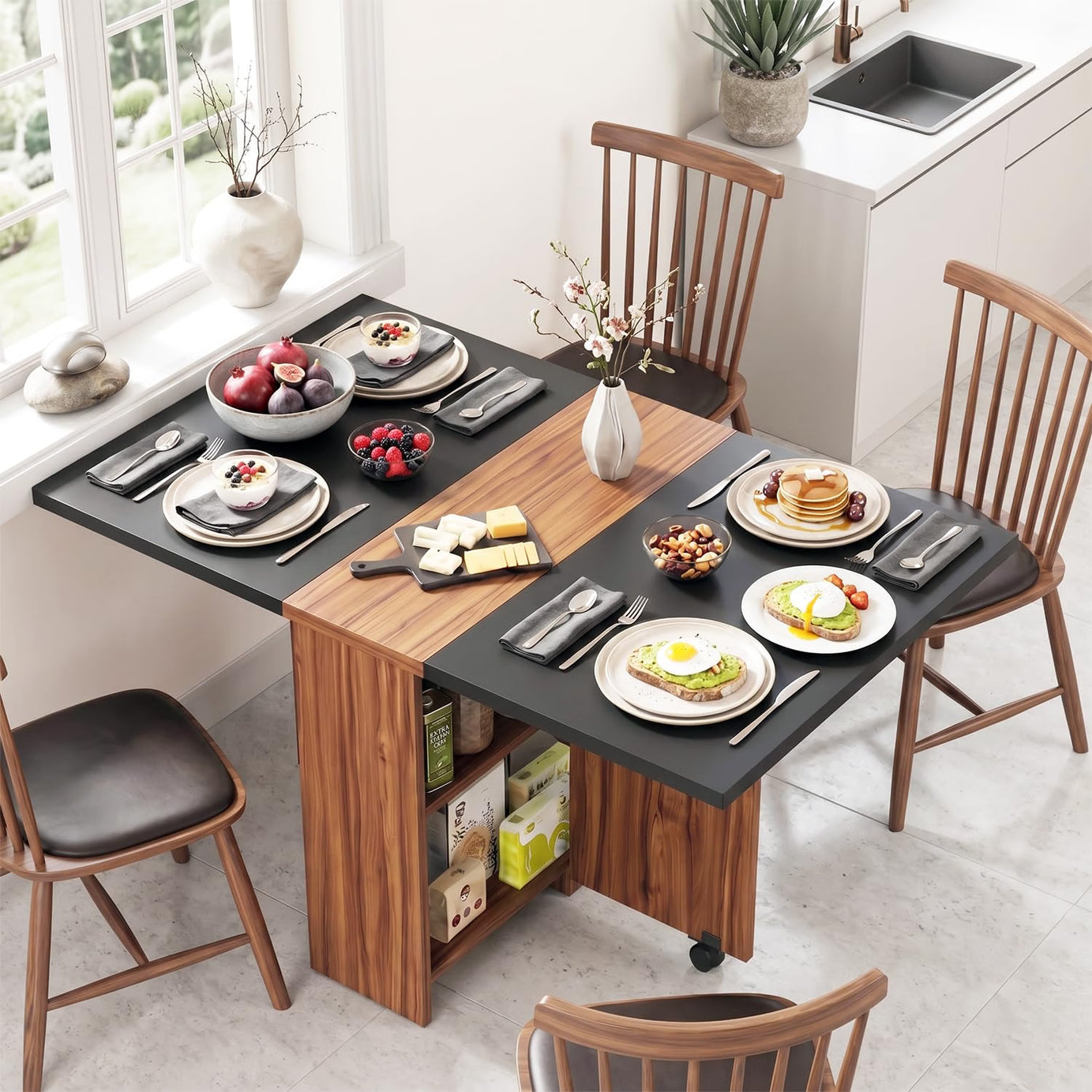 Klaxon Foldable Dining Table – AW & Black