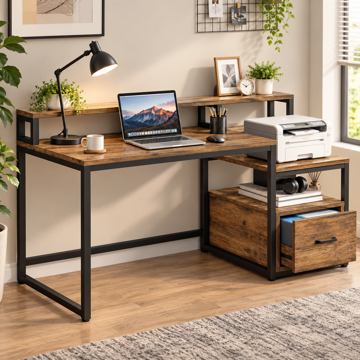 KLAXON Multi-Use Engineered Wood & Iron Study Table