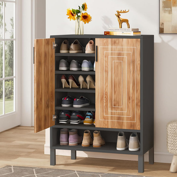 KLAXON Premium Shoe Rack – Oak & Black