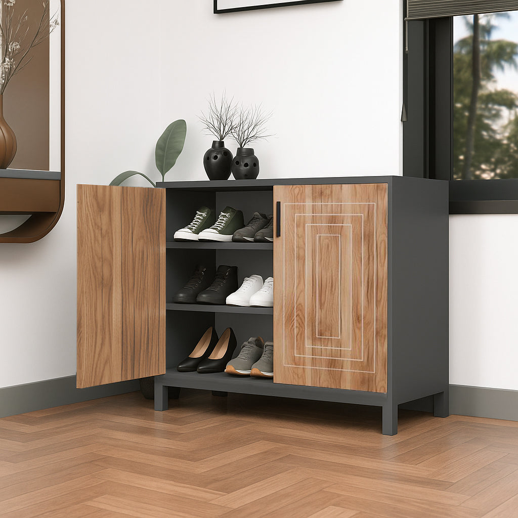 KLAXON Premium Shoe Rack – Oak & White