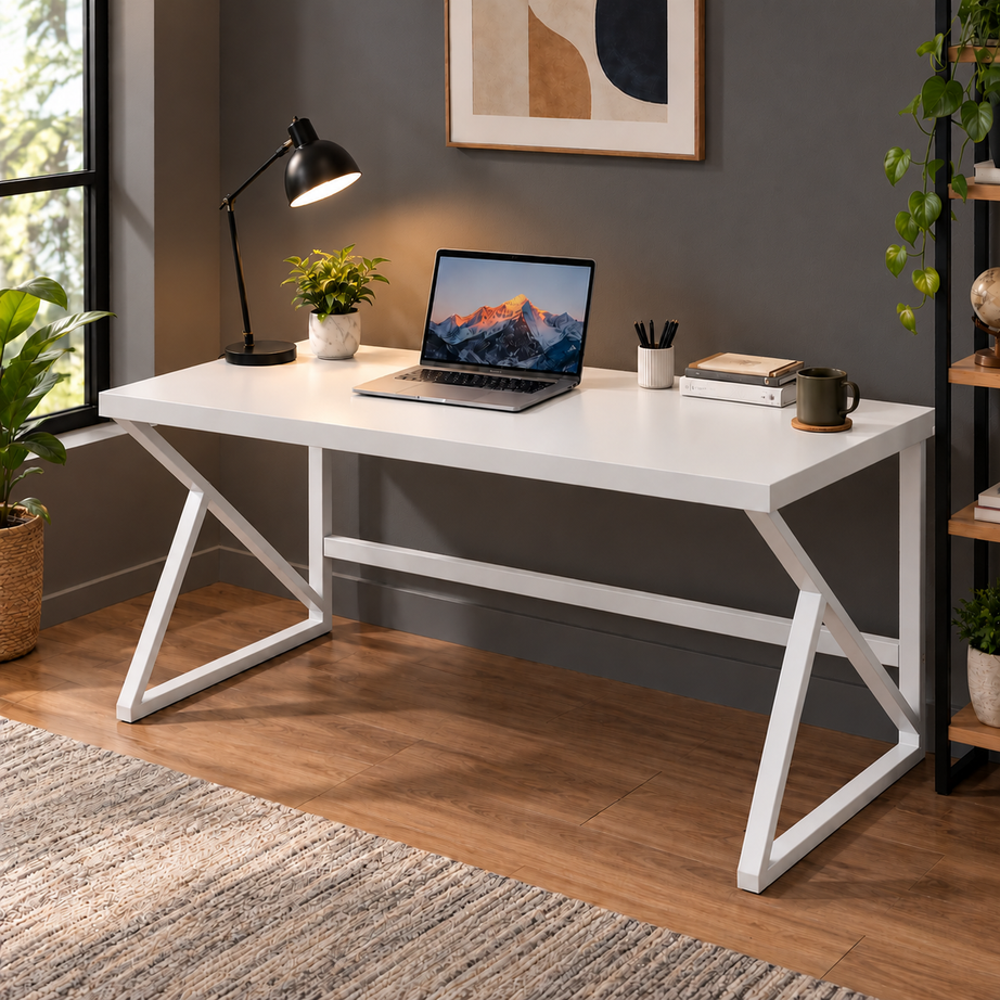 Klaxon Modern Computer Table for Home PC – Multipurpose Office Desk for Home & Work | Gaming Table, Computer Table, Desktop Table for Home Office (White - DIY)
