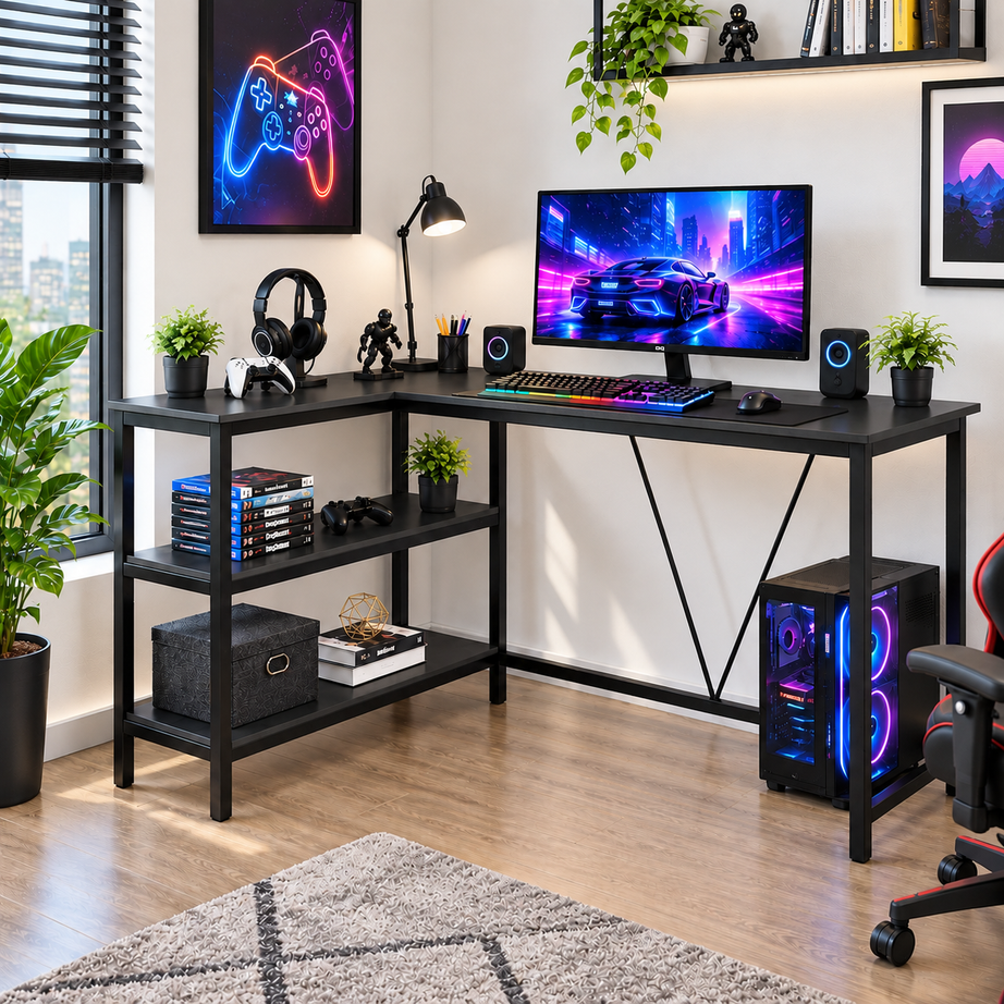 Klaxon Office Table for Home | Workstation Table Desk (FD - Christo) (Anders Black DIY)