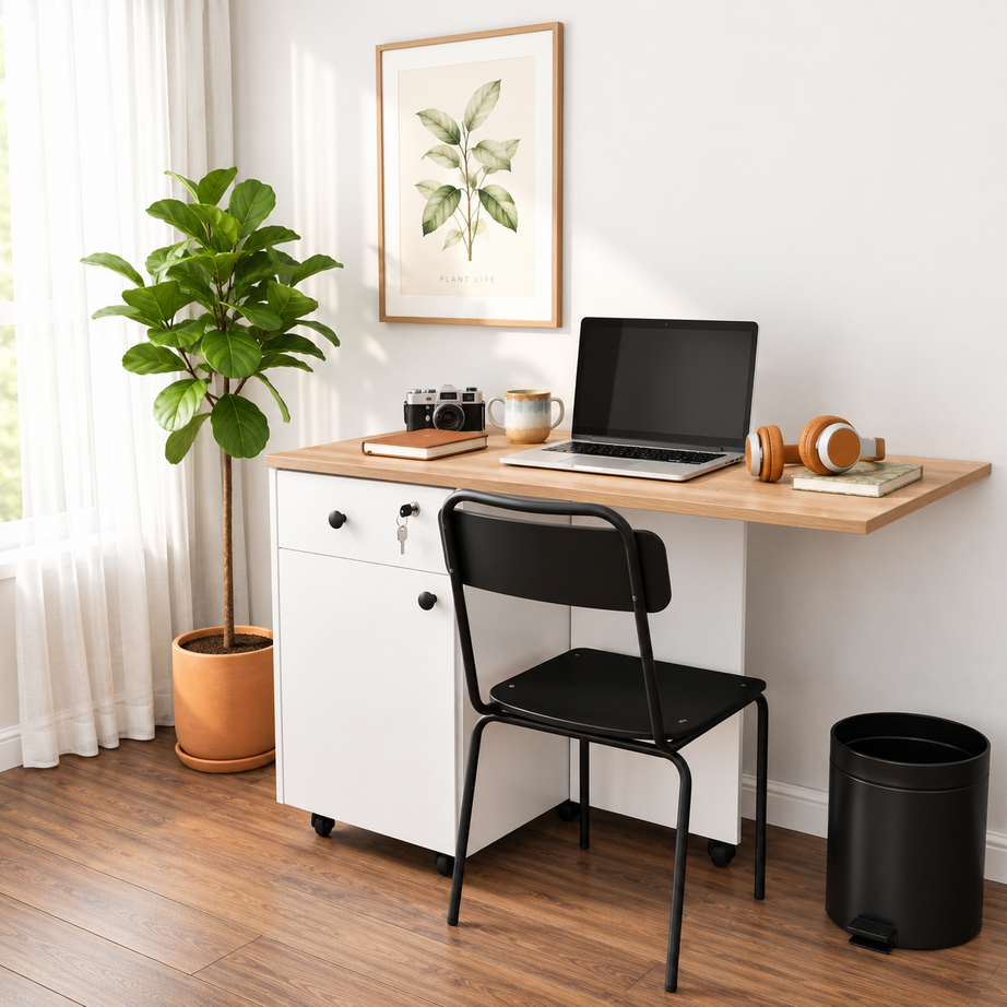 KLAXON Kora Foldable Study Table with Drawer & Storage