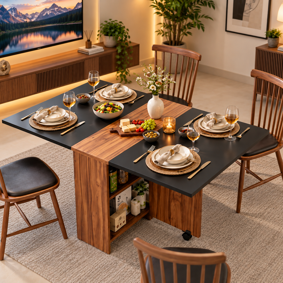 KLAXON Foldable Dining Table – AW & Black