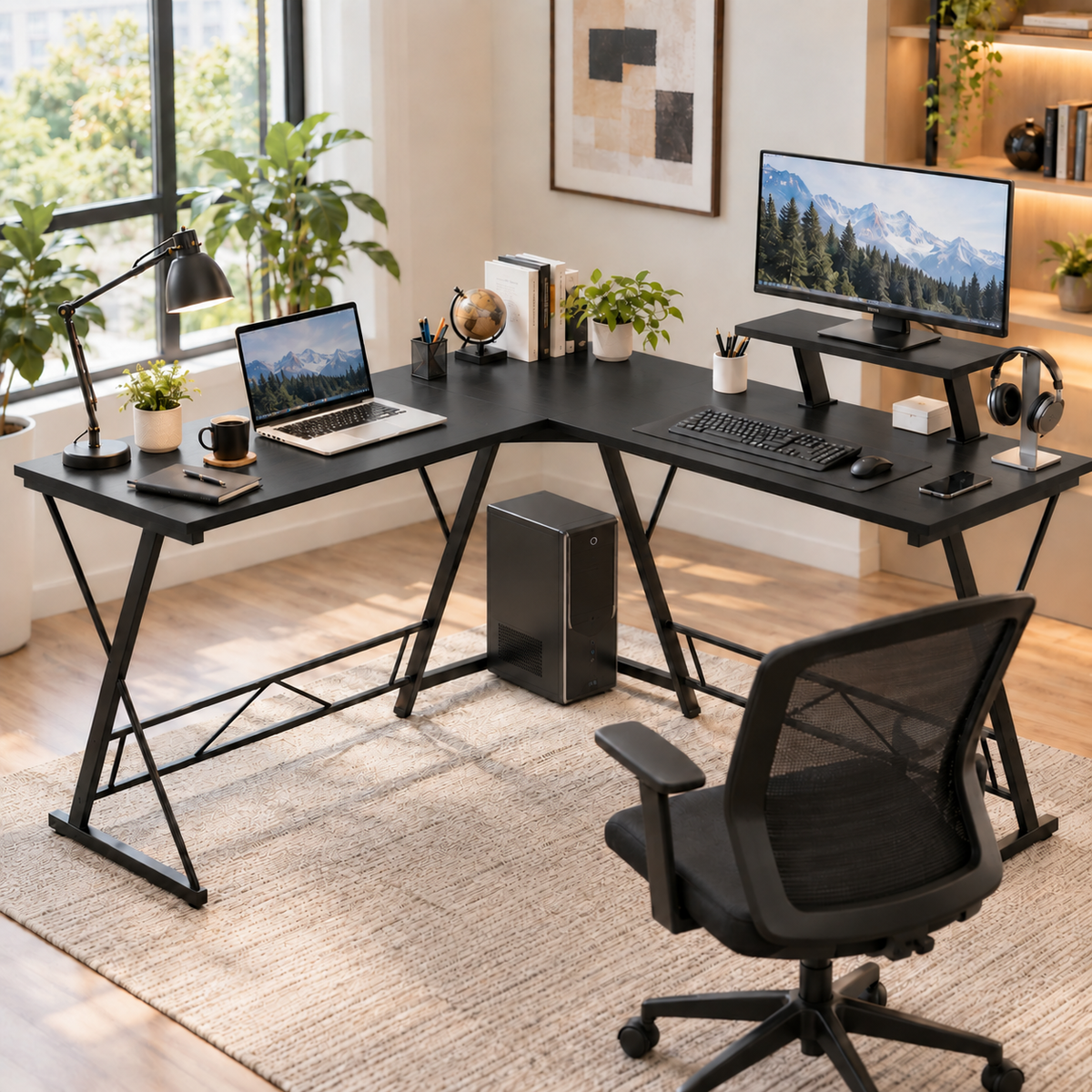 Klaxon Office Table for Home | Workstation Table Desk (FD - Christo) (Gaming Ironstone Black DIY)