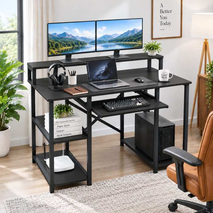 KLAXON 120 CM Computer Table with Keyboard Tray & Monitor Stand