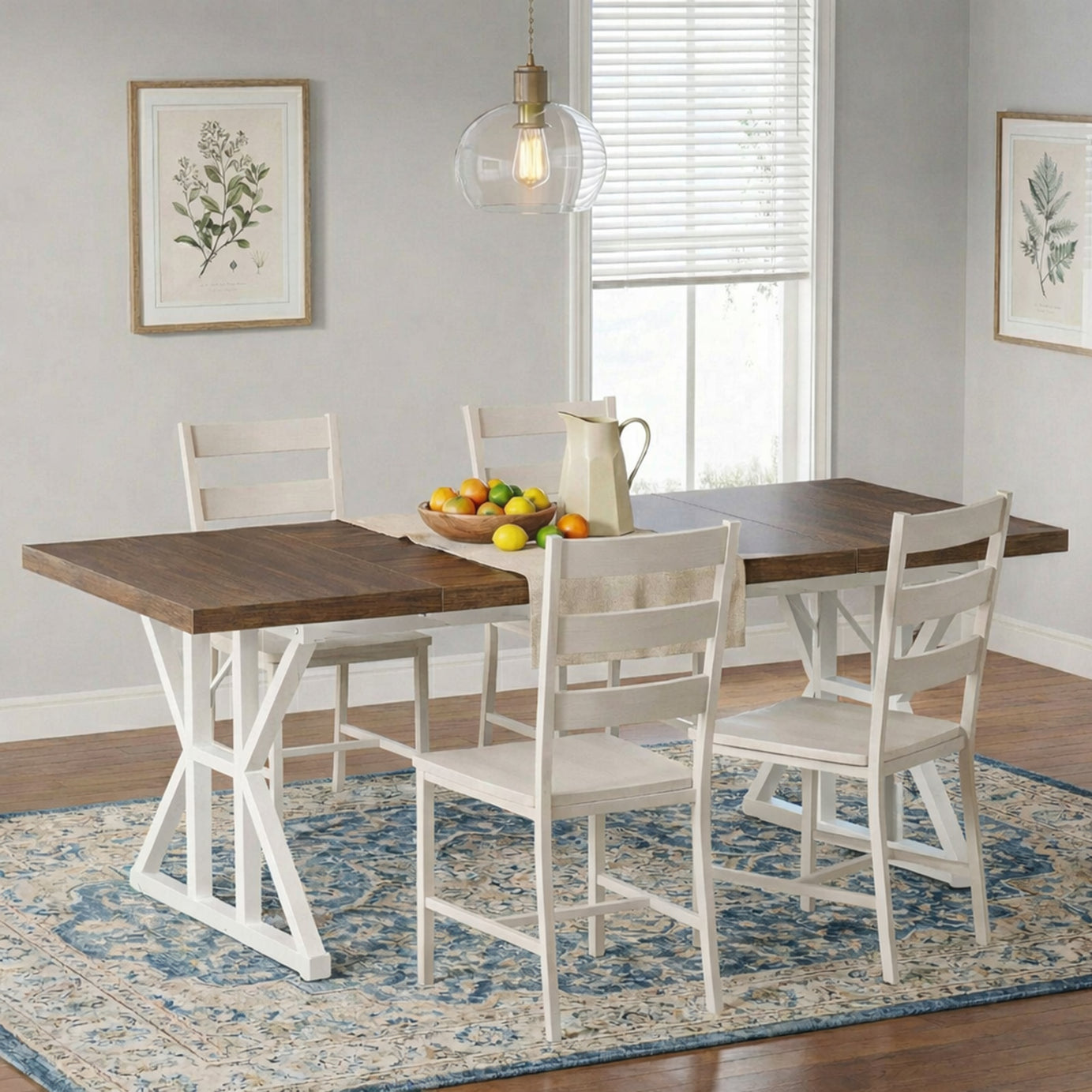 Klaxon Modern Dining Table for 6 Seater | Wooden Finish Dining Table with Sturdy White Metal Legs | Contemporary Dining Table for Home, Kitchen & Dining Room