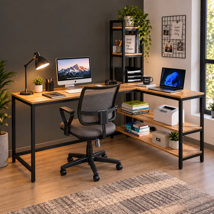 KLAXON L-Shaped Study & Computer Table – English FD