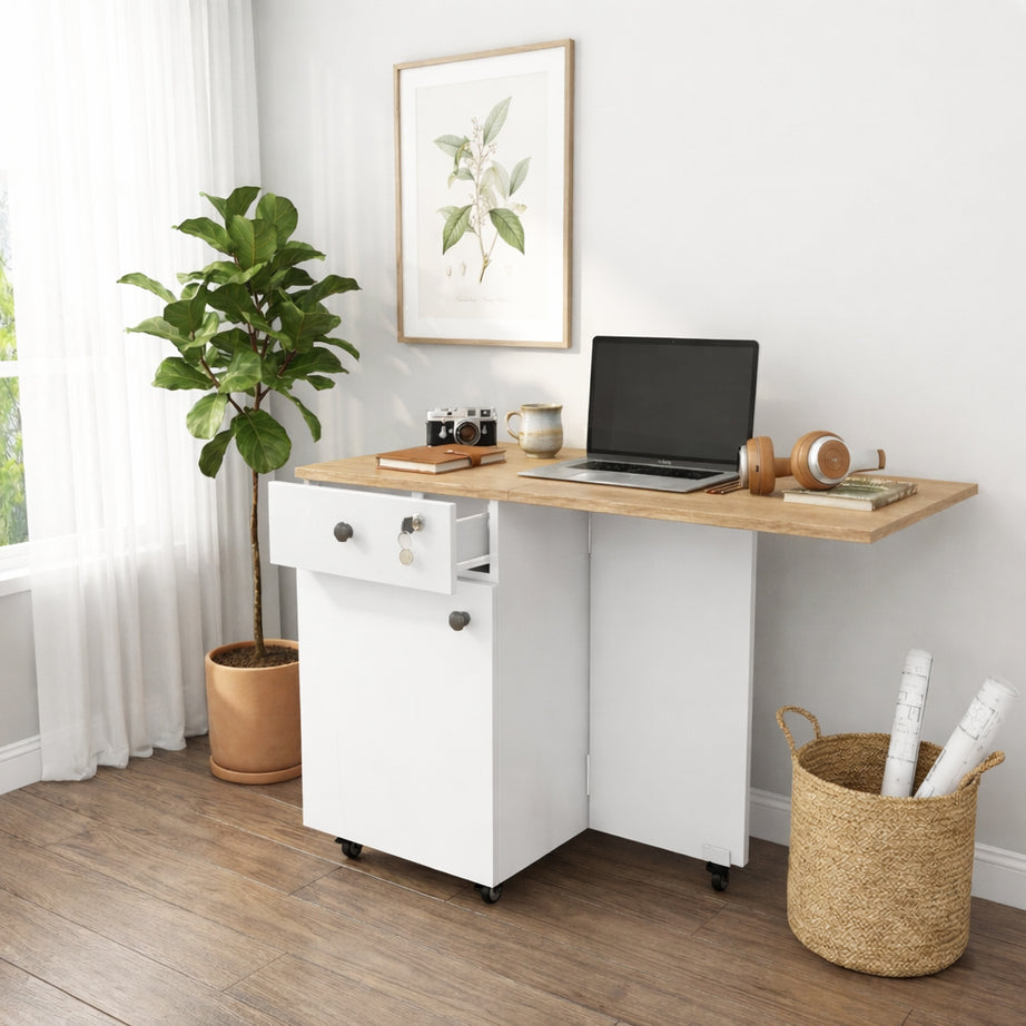KLAXON Kora Foldable Study Table with Drawer & Storage
