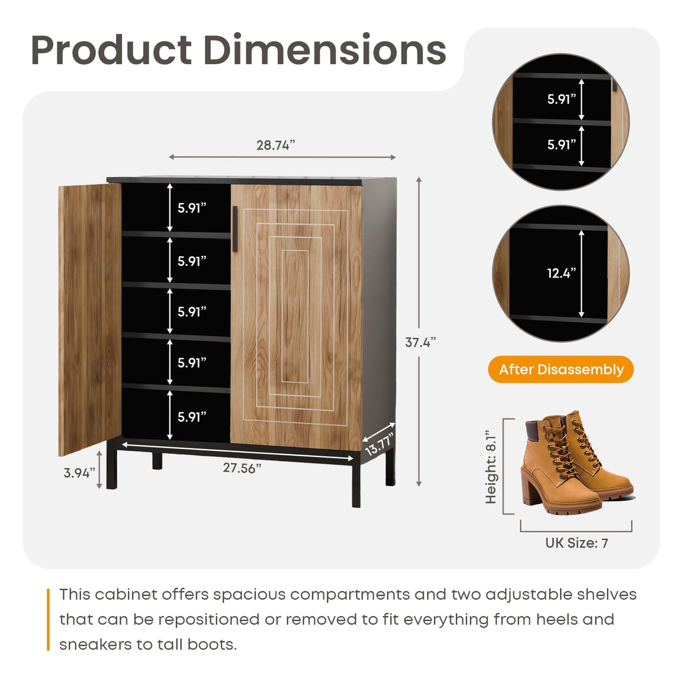 KLAXON Cane-Door Shoe Cabinet – Oak & Black