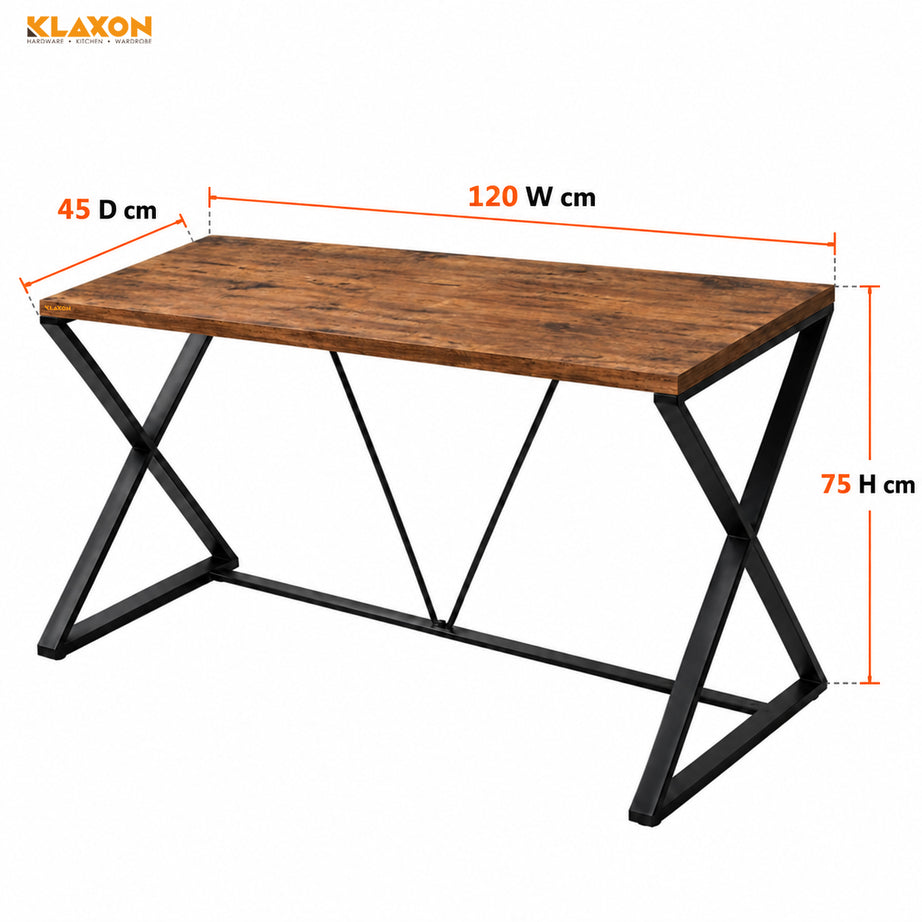 Klaxon Engineered Wood Iron Study Table, Multi-Usage Laptop Desk & Home Office (DIY Installation) (Forest Dark, Orbit) (Heli)