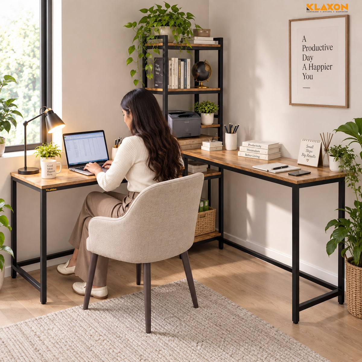 Klaxon Office Table for Home | Workstation Table Desk (FD - Modern DIY)
