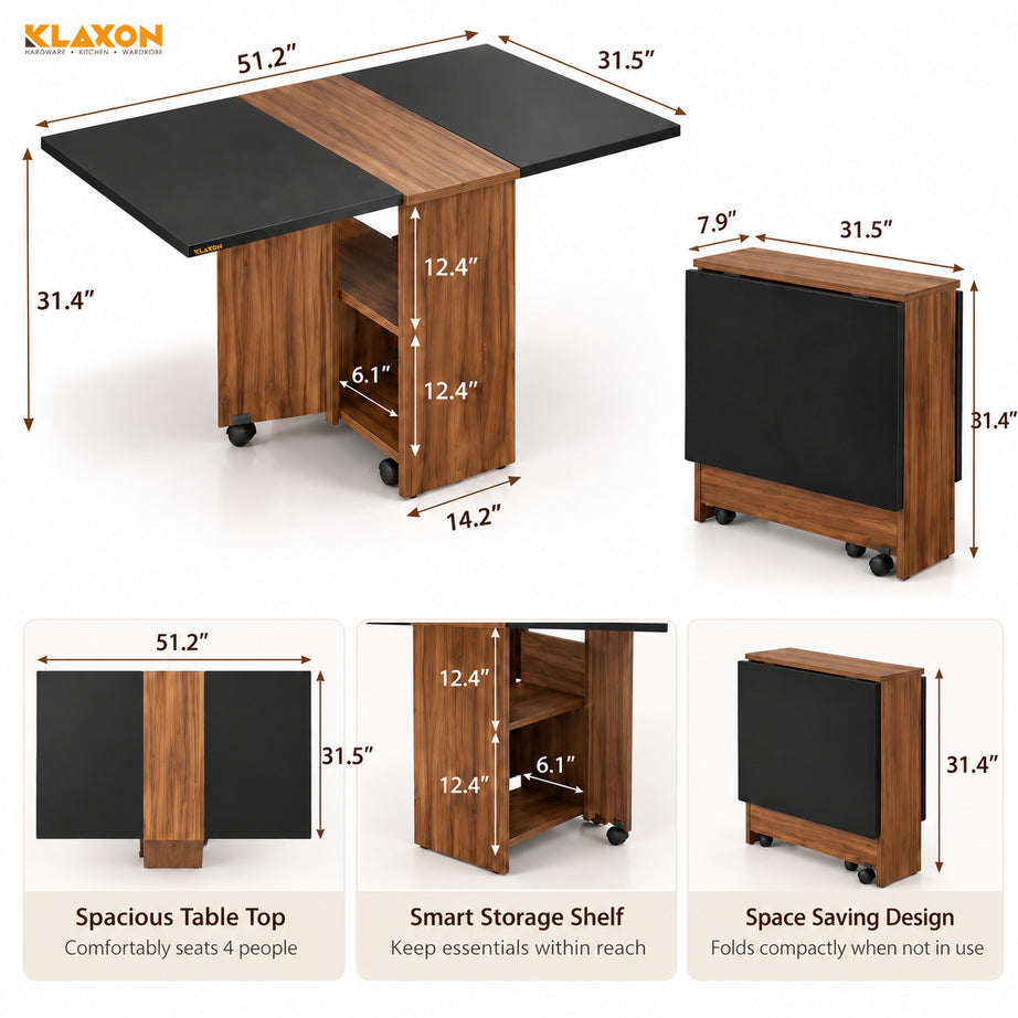 KLAXON Foldable Dining Table – AW & Black
