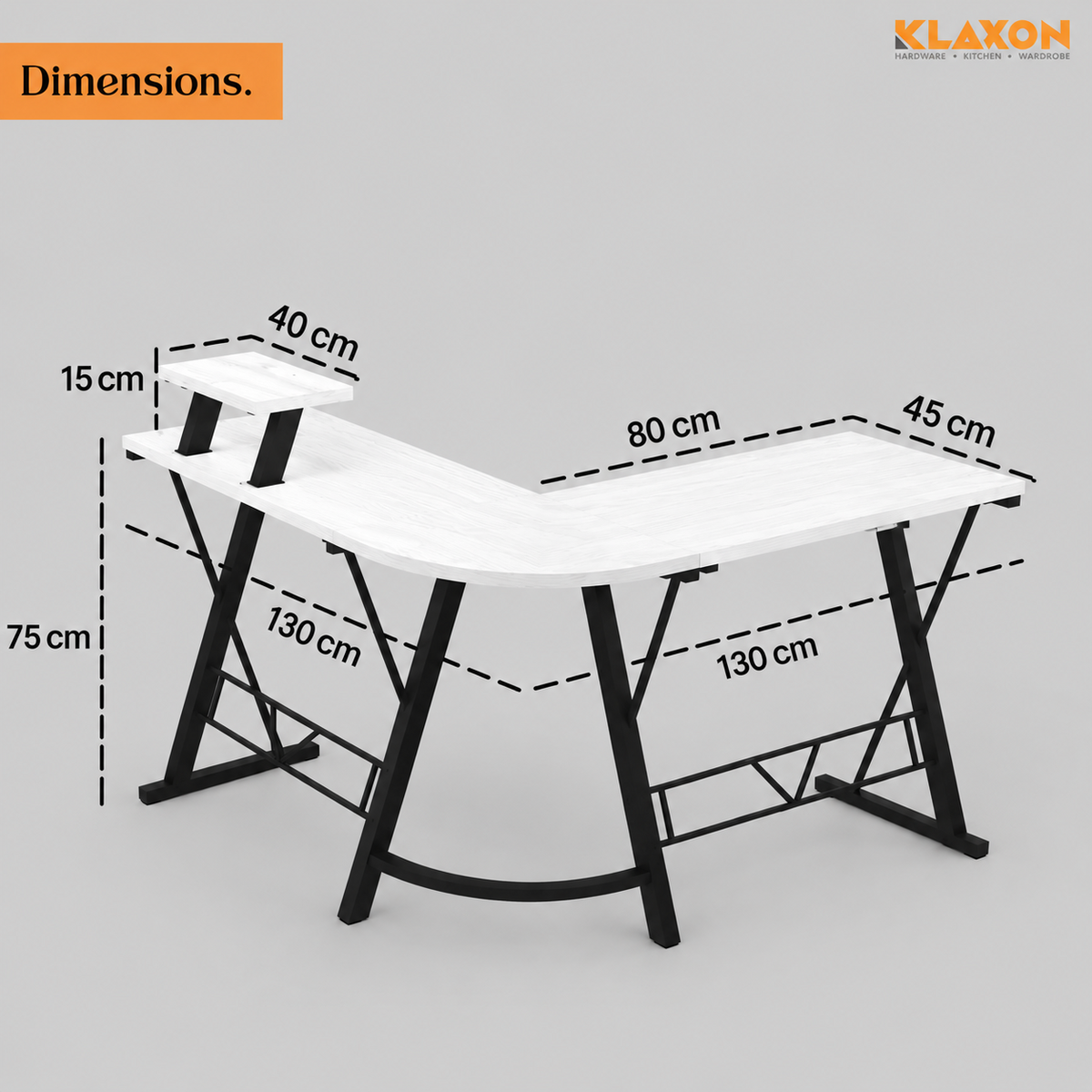 Klaxon Office Table for Home | Workstation Table Desk (White - Christo) (Gaming Ironstone White DIY)