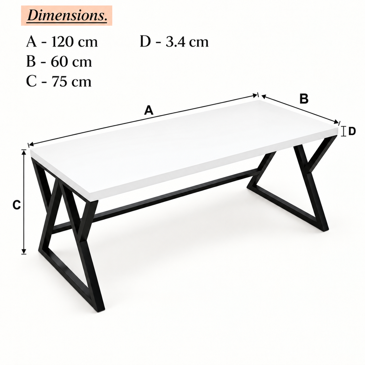 Klaxon Modern Computer Table for Home PC – Multipurpose Office Desk for Home & Work | Gaming Table, Computer Table, Desktop Table for Home Office (Riva White Medium)
