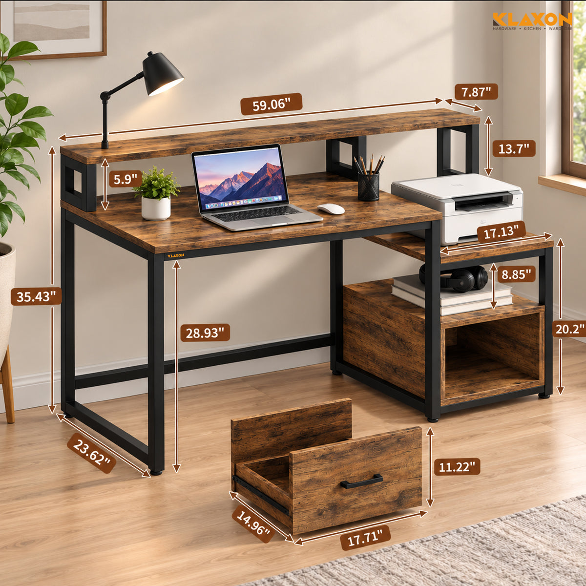 KLAXON Multi-Use Engineered Wood & Iron Study Table