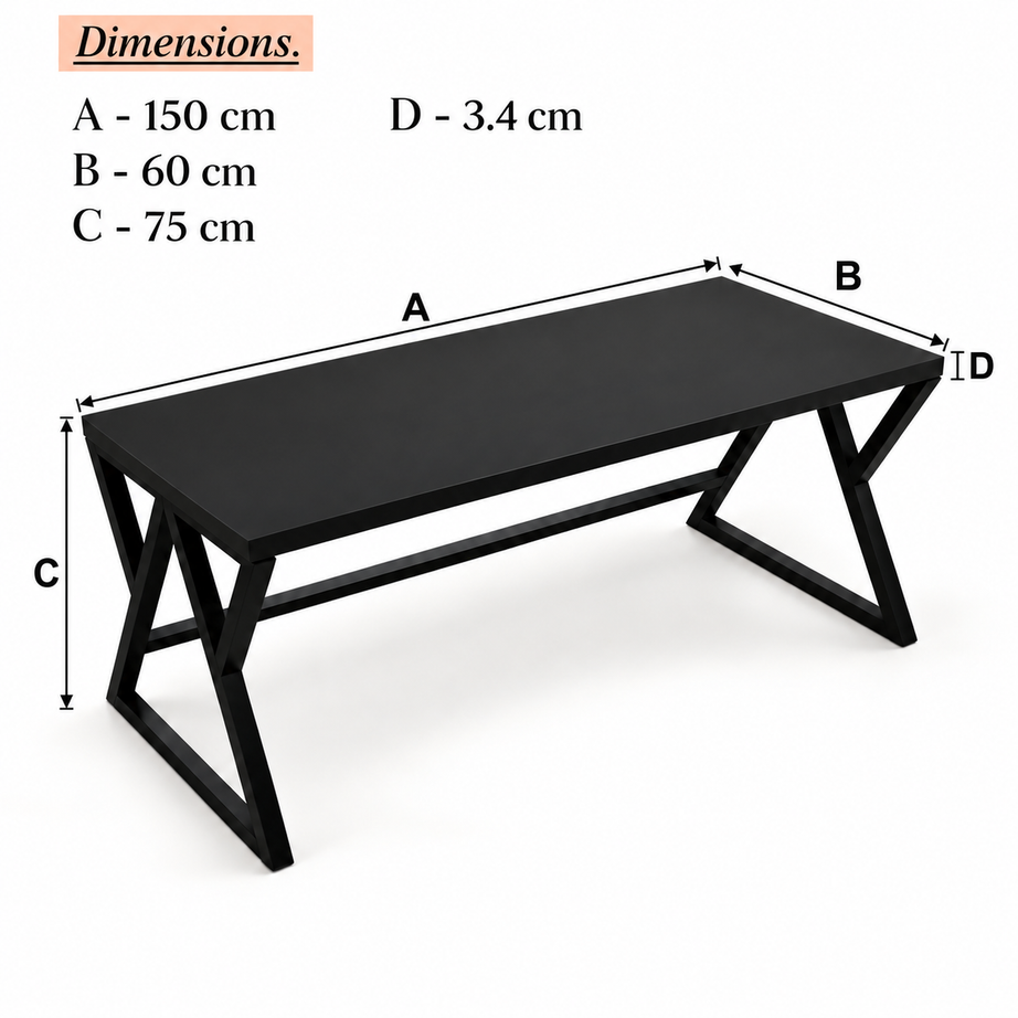 Klaxon Modern Computer Table for Home PC – Multipurpose Office Desk for Home & Work | Gaming Table, Computer Table, Desktop Table for Home Office (Riva Black Large)