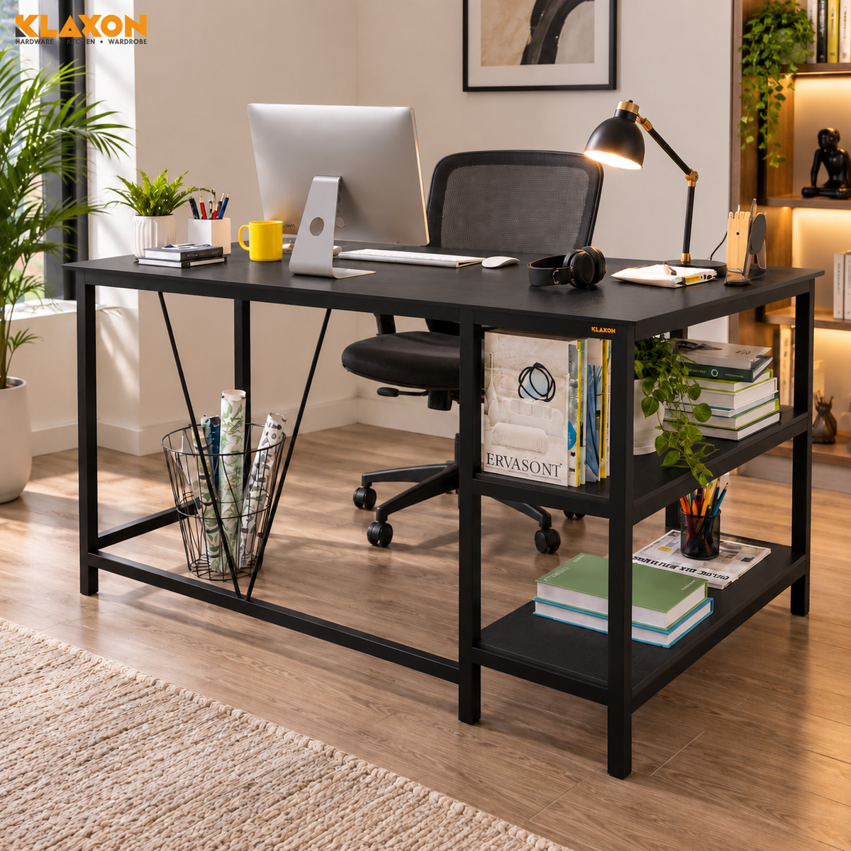 Klaxon Office Table for Home | Workstation Table Desk (FD - Christo) (Anders Black DIY)