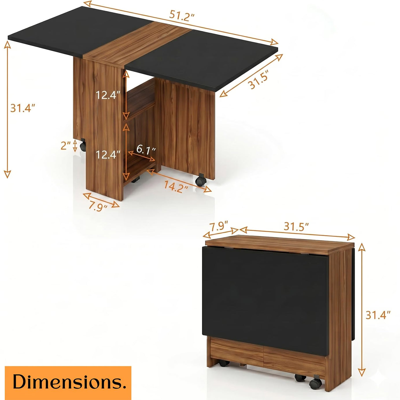 Klaxon Foldable Dining Table – AW & Black