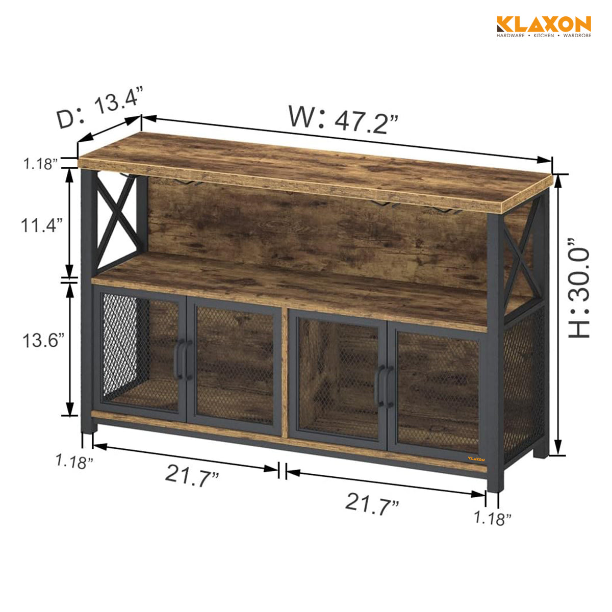 KLAXON Nysa Large Bar Cabinet with Wine Rack