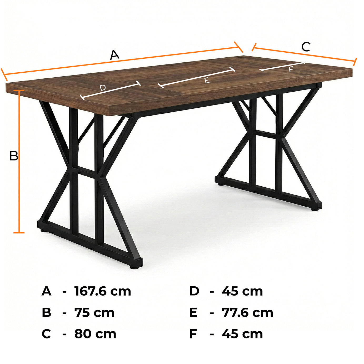 Klaxon Modern Dining Table for 6 Seater | Wooden Finish Dining Table with Sturdy White Metal Legs | Contemporary Dining Table for Home, Kitchen & Dining Room