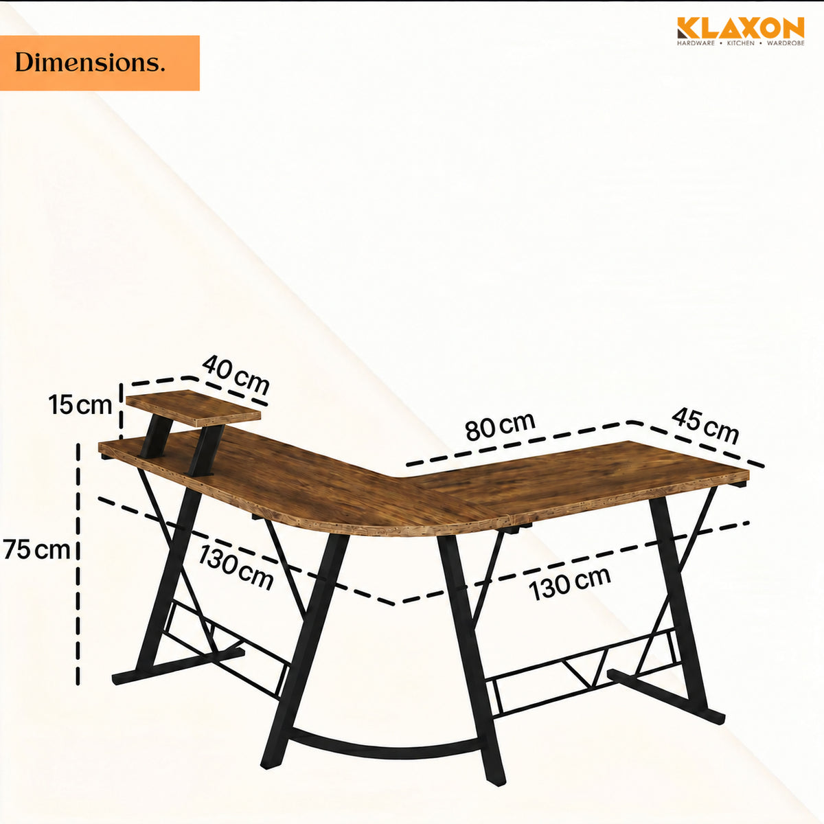 Klaxon Workstation Table for Home Office - Versatile Desk for PC Setup - Big Computer/Ideal Study Tabel with Storage and Bookshelf - Modern Office Desk for Work