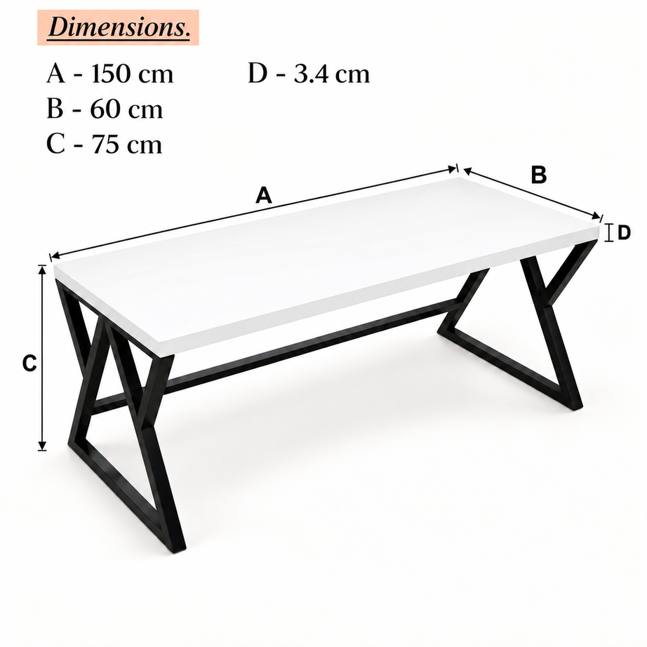 Klaxon Modern Computer Table for Home PC – Multipurpose Office Desk for Home & Work | Gaming Table, Computer Table, Desktop Table for Home Office (Riva White Large)