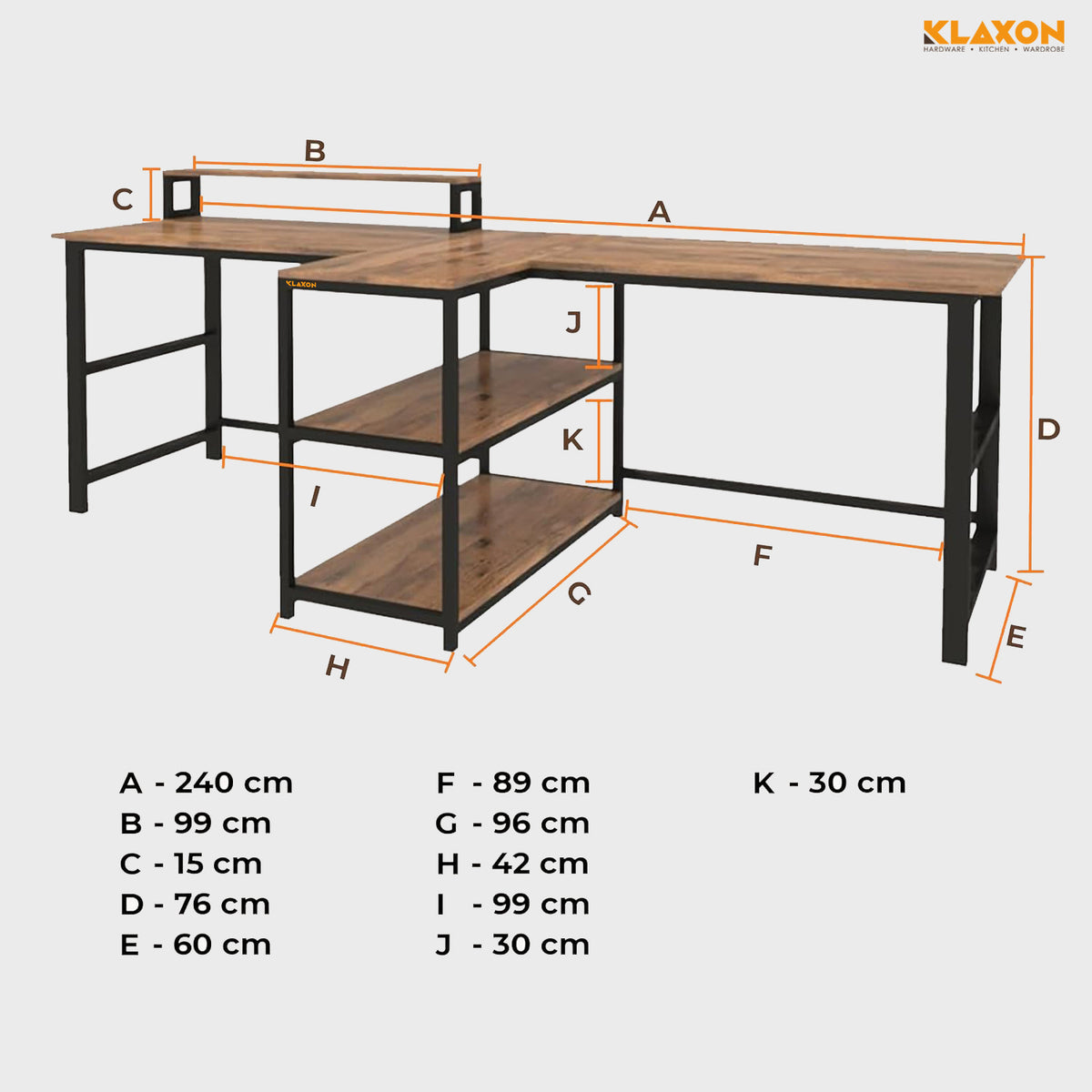 KLAXON L-Shaped Study & Computer Table – Forest Dark & Black