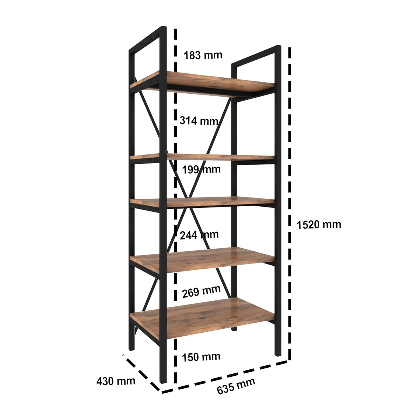 Klaxon 5-Tier Kitchen Microwave Oven Stand & Storage Rack (Forest Dark)