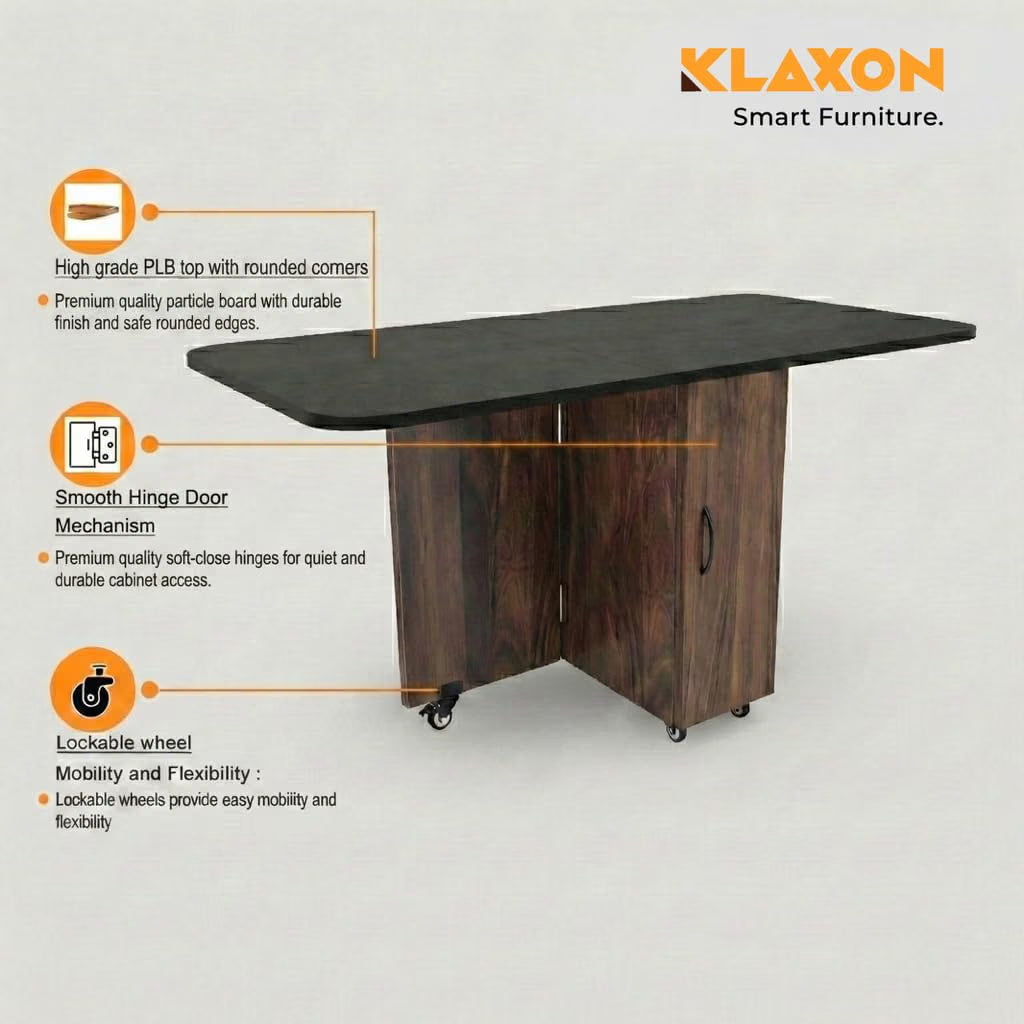 KLAXON Kryo Foldable 6 Seater Dining Table – AW & Black