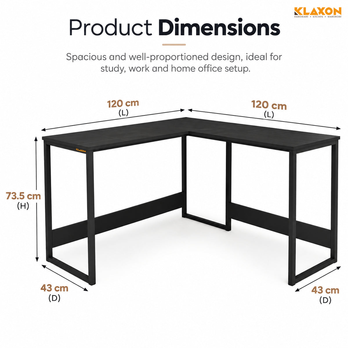 KLAXON L-Shaped Study & Computer Table – Black