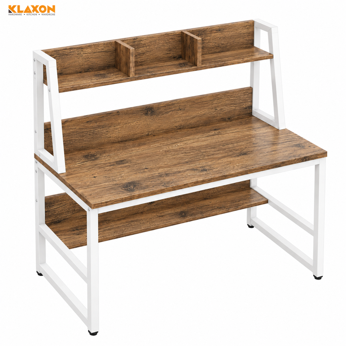 Klaxon L Shaped Study Table for Students and Adults/Computer Table for Home-Office/Gaming Table/computer desk for corner - Wood & Metal (TBS tower  White, DIY Installation)