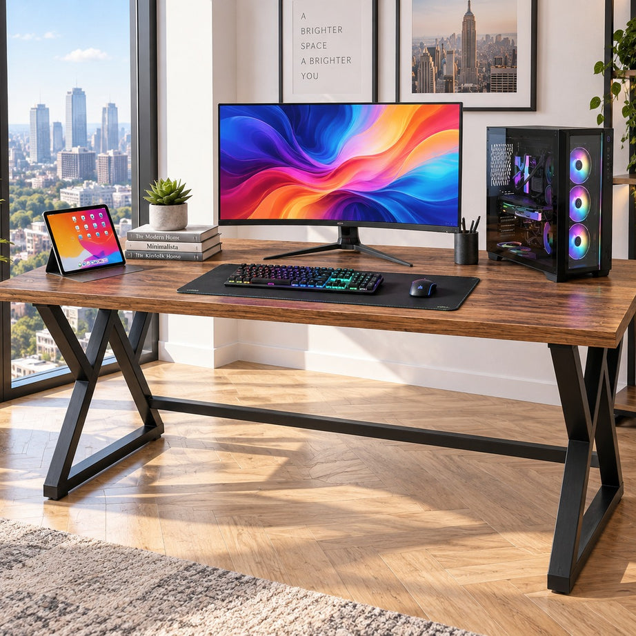 Klaxon Modern Computer Table for Home PC – Multipurpose Office Desk for Home & Work | Gaming Table, Computer Table, Desktop Table for Home Office (Riva FD Large)